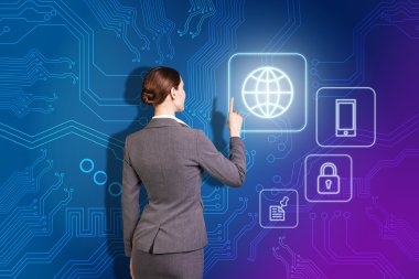 Gülümseyen iş kadın noktası simgesi