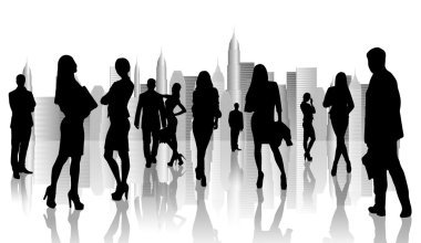 Büyük bir grup insan silueti