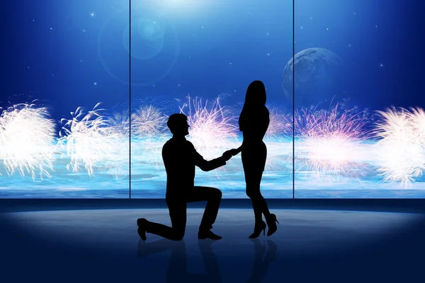 Man makes a proposal to woman — Stock Photo, Image