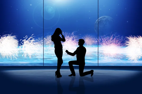 Man makes a proposal to woman — Stock Photo, Image