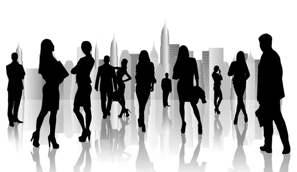Large group of people silhouette — Stock Photo, Image