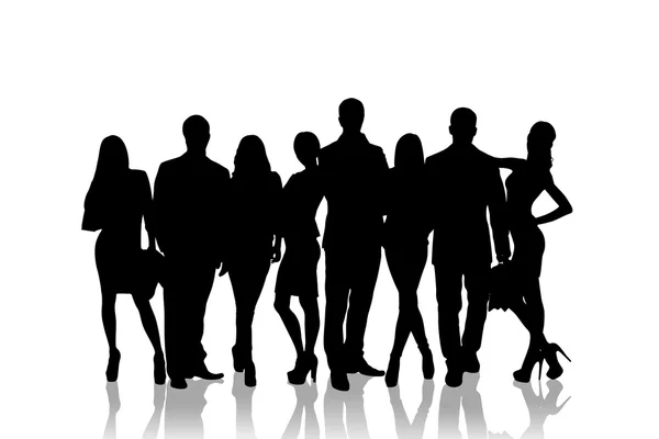 Grande gruppo di persone silhouette — Foto Stock