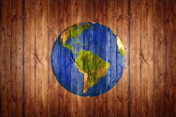 Erde Ball Textur auf Holz Hintergrund — Stockfoto