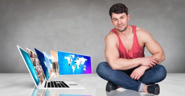 Dizüstü yerde duruyor