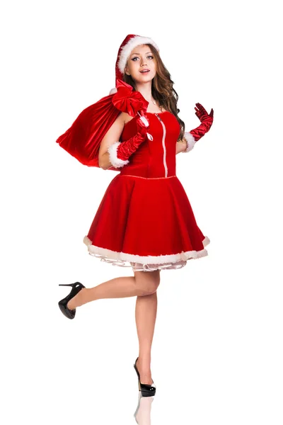 Frau im Weihnachtsmann-Kostüm — Stockfoto