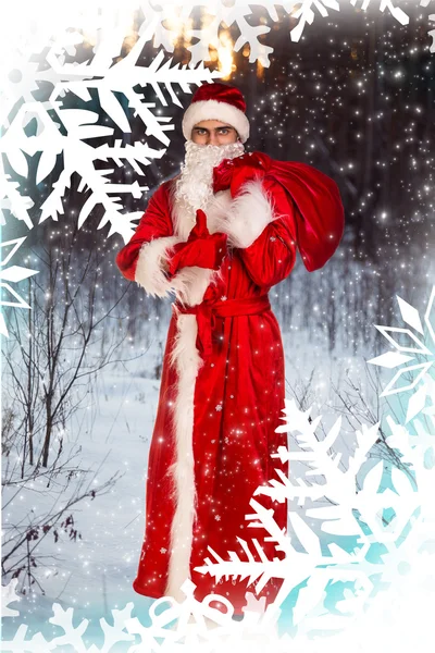 Father frost with gift bag — Stock Photo, Image