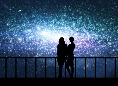 Evrendeki genç kadın siluetleri