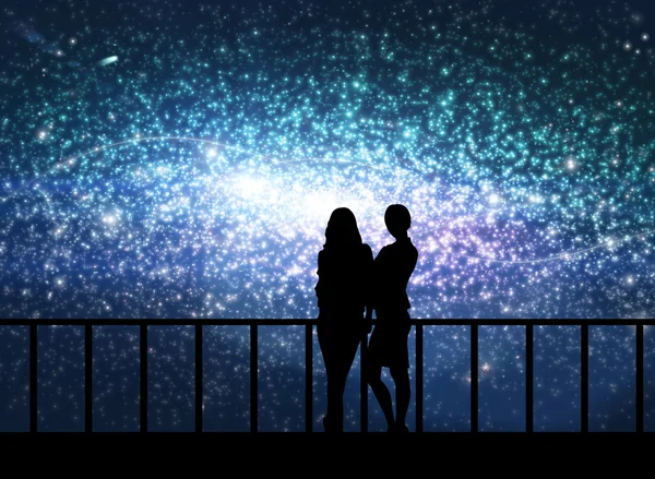 stock image Silhouettes of young women in the cosmos