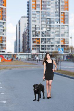 Güzel mutlu kadın ile köpek