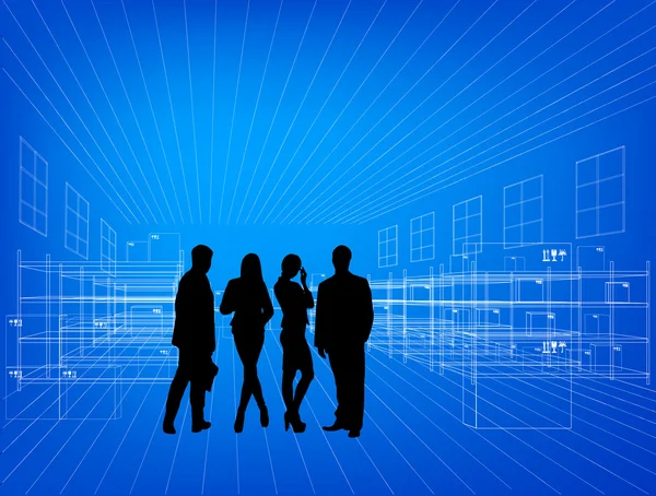 Silhouettes of business people — Stock Photo, Image