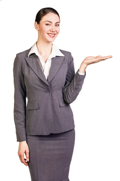 Business woman present something — Stock Photo, Image