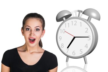 İş kadını büyük gri çalar saat şaşırttı