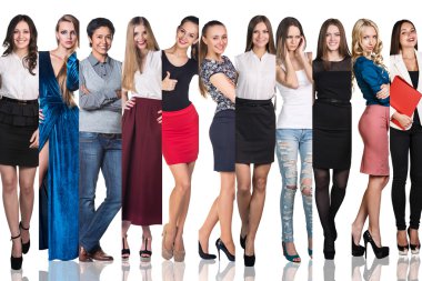 güzel genç kadın grubu