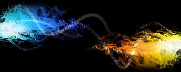 Red and blue smoke