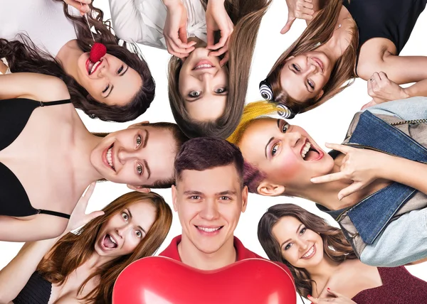Grupp av glada olika människor — Stockfoto