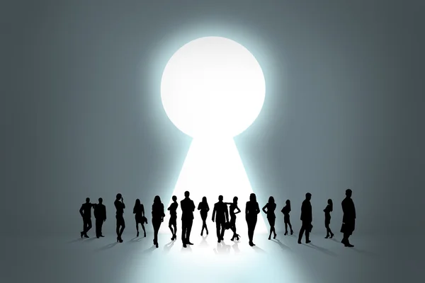 People silhouettes and keyhole — Stock Photo, Image