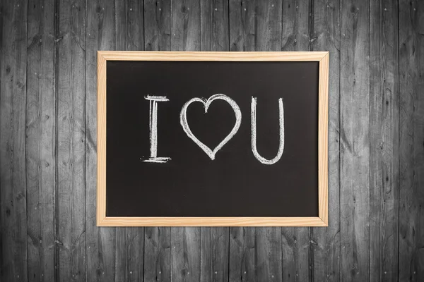 Wooden chalkboard with I love you note — Stock Photo, Image