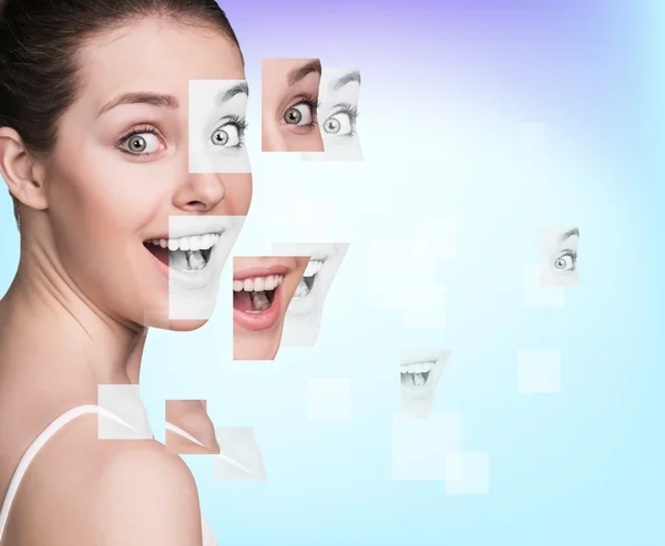 Perfect female face made of different faces — Stock Photo, Image