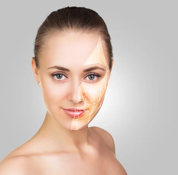 Front portrait of the woman with beauty face — Stock Photo, Image