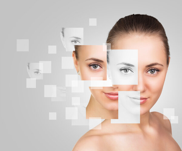 Perfektes weibliches Gesicht aus verschiedenen Gesichtern — Stockfoto