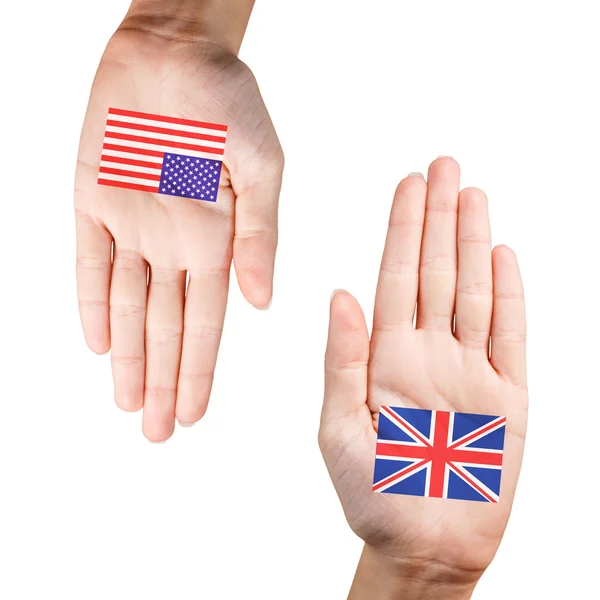 Woman hands with flags — Stock Photo, Image