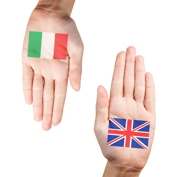 Woman hands with flags — Stock Photo, Image