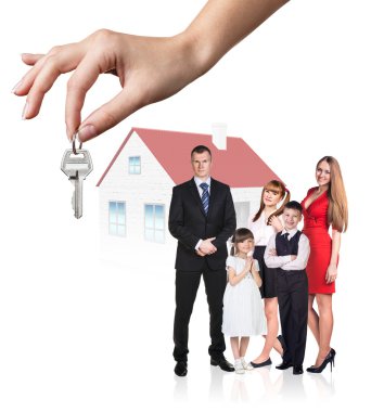 Büyük alkış anahtarları için genç aile