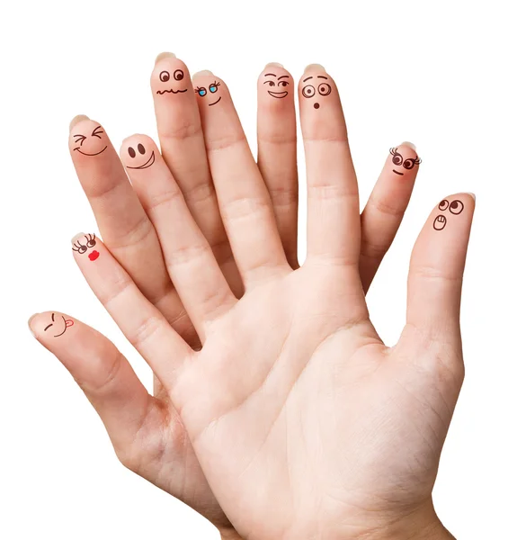Funny prsty s Veselý obličej — Stock fotografie