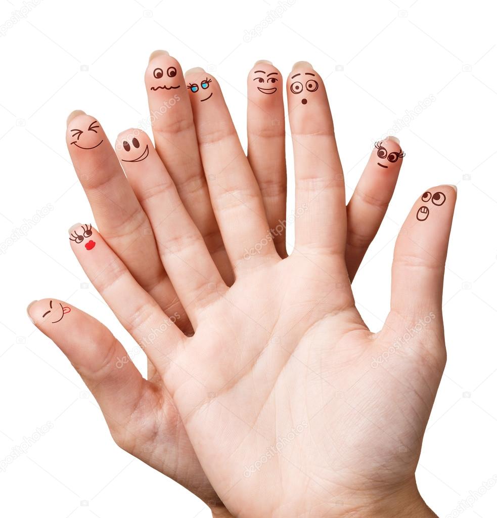 Funny fingers with smiley face