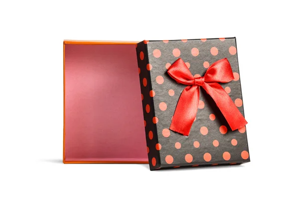 Vista superior de la caja de regalo aislada roja — Foto de Stock