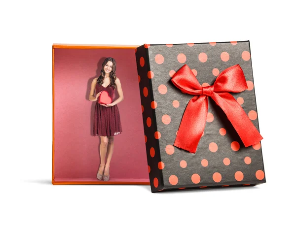 Vista superior de la caja de regalo aislada roja —  Fotos de Stock