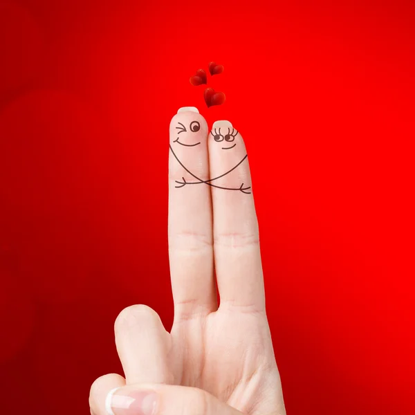 포옹 하는 행복 한 사랑의 손가락 — 스톡 사진