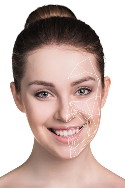 Retrato frontal de la mujer con rostro de belleza — Foto de Stock