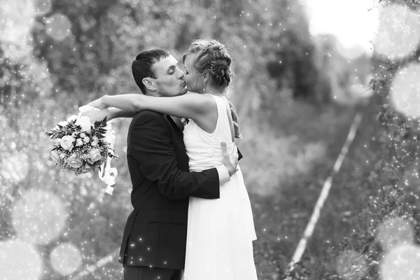 Bride and Groom embracing — Stock Photo, Image