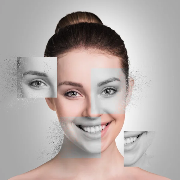 Perfect female face made of different faces — Stock Photo, Image