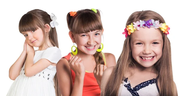 Grupp av små glada flickor — Stockfoto