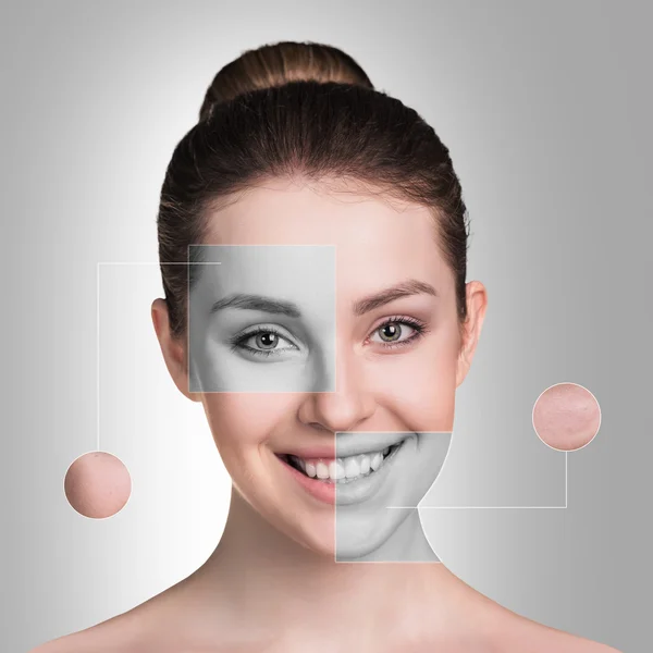 Perfect female face made of different faces — Stock Photo, Image