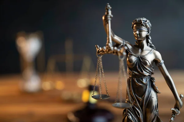 Recht Justitie Concept Samenstelling Van Symbolen Van Het Recht Rechter — Stockfoto