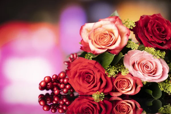 Presente Dia Das Mães Bando Rosas Fundo Bokeh — Fotografia de Stock