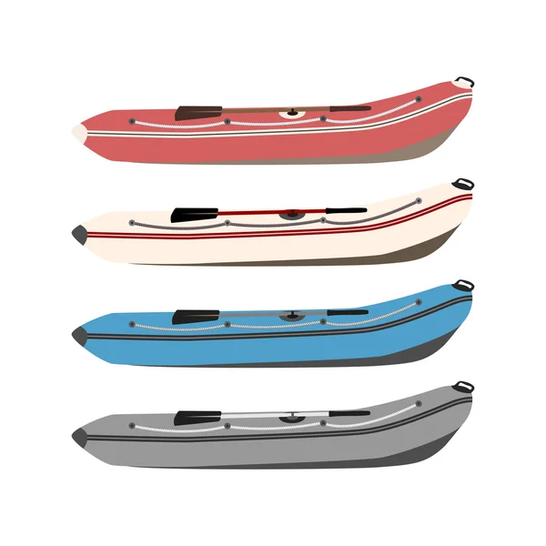 Felfújható csónakok, a halászat, a vadászat és a szabadidő — Stock Vector