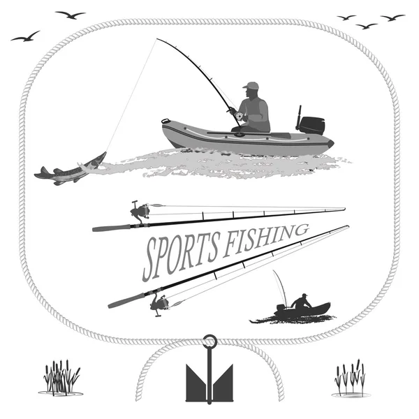釣りと自然で健康的な生活 — ストックベクタ
