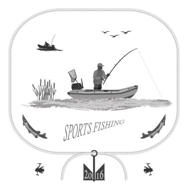 Healthy life in nature and fishing clipart