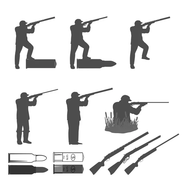 Set van silhouetten voor de club van jagers — Stockvector