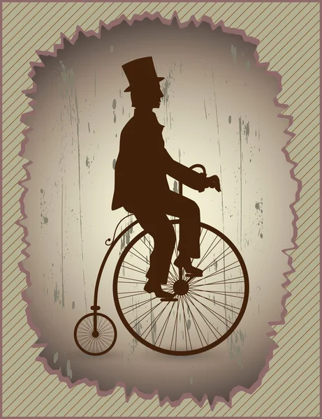 复古的自行车和一位绅士 — 图库矢量图片