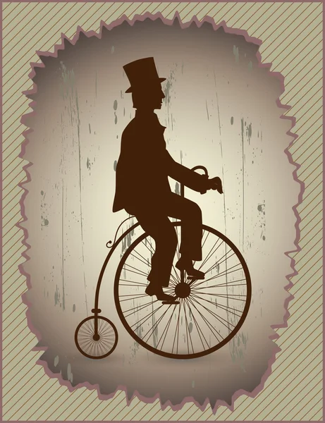 Retro bike and a gentleman — Stock Vector