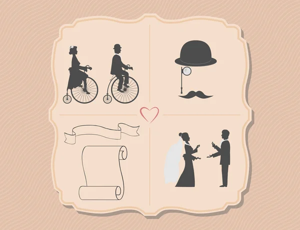 Olika bröllopinbjudningar med cyklar — Stock vektor