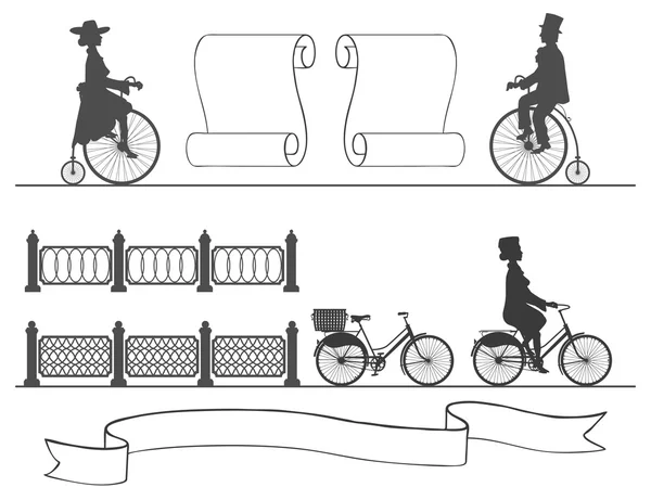 从古代到现代自行车没有改变习惯 — 图库矢量图片