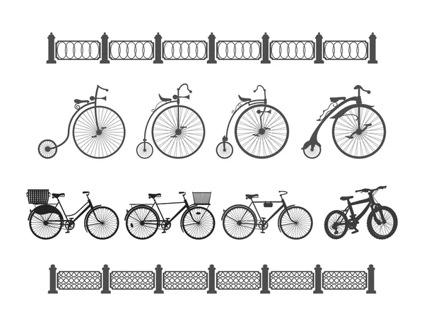 The development of the bicycle from the ancient to the modern — Stock Vector