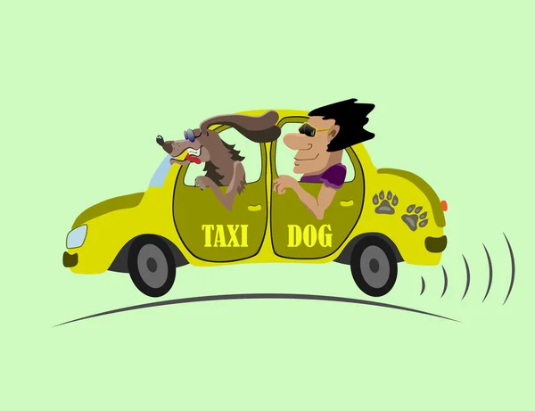neşeli taksi ve şoför köpek