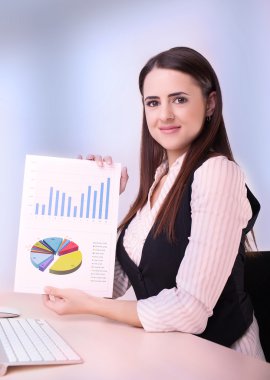 İşkadını gülümseme tutun Pano kağıt rapor belge Fi